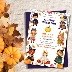 Invitation Déguisement de citrouille mignon pour fête d'anniv