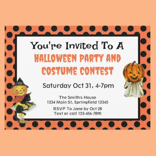 Invitation Déguisement de Halloween pour enfants Citrouille M