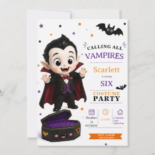 Invitation Déguisement de petit vampire - Anniversaire Hallow