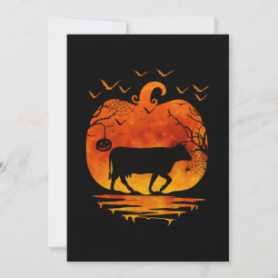 INVITATION DÉGUISEMENT DE VACHE POUR HALLOWEEN CITROUILLE SAI