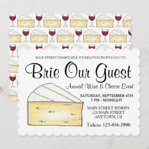 Invitation Dégustation de fromages à vin Cocktail Party Brie