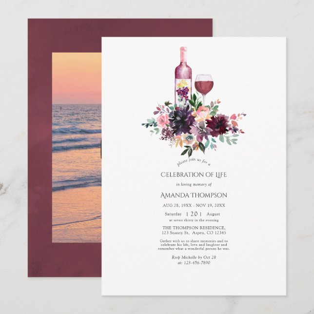 Invitation Dégustation de vin de Bordeaux Célébration de la v (Devant / Derrière)