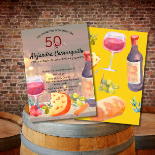 Invitation Dégustation de vin et de fromage amusante espagnol