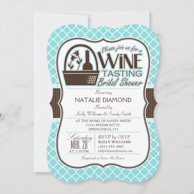 Invitation Dégustation De Vins ; Fête des mariées Aqua Quatre (Devant)