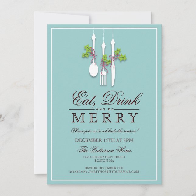Invitation Dégustez et soyez joyeux Noël (Devant)