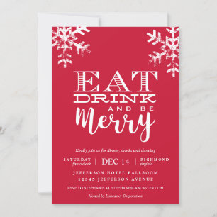 Invitation Dégustez Joyeux Red Snowflake Noël Party