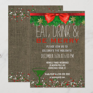Invitation Dégustez Un Cocktail Rustique De Joyeux Vacances