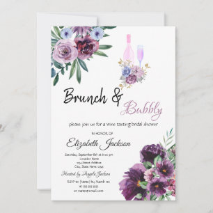 Invitation Déjeuner aux fleurs violettes et cocktail pour l'e