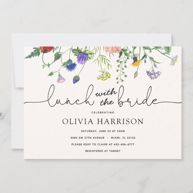 Invitation Déjeuner avec l'invitation de la mariée Fleur sauv (Devant)