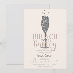 Invitation Déjeuner champenois et bridal shower argenté pétil