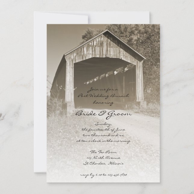 Invitation Déjeuner champêtre après mariage au pont couvert r (Devant)