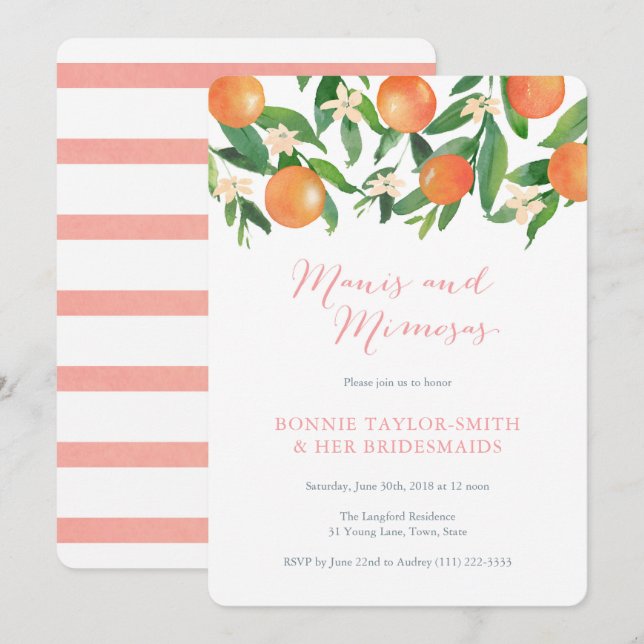 Invitation Déjeuner d'affaires Citrus Manis et Mimosas Brides (Devant / Derrière)