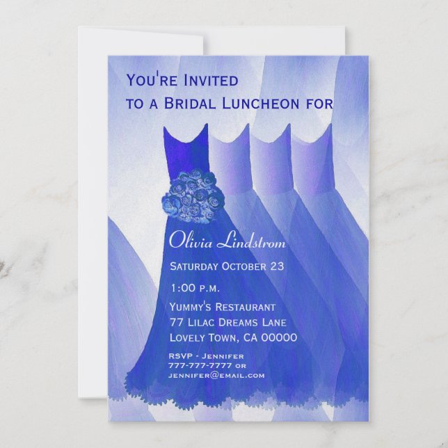 Invitation Déjeuner d'affaires ou robes bleues royales Brunch (Devant)