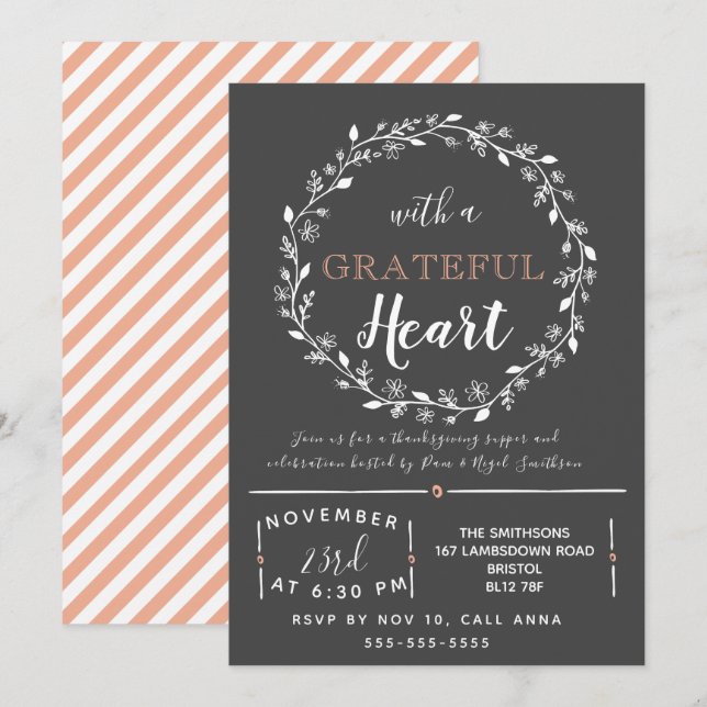 Invitation Déjeuner de bénévoles du parti Thanksgiving (Devant / Derrière)
