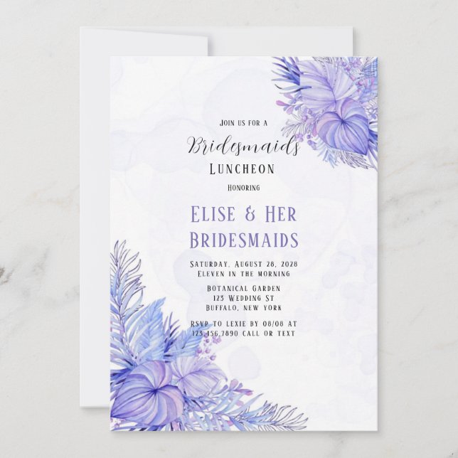 Invitation Déjeuner de bonne femme de chambre tropicale viole (Devant)
