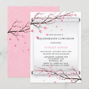Invitation Déjeuner de Bridesmaids Japonais Scroll Cherry Blo