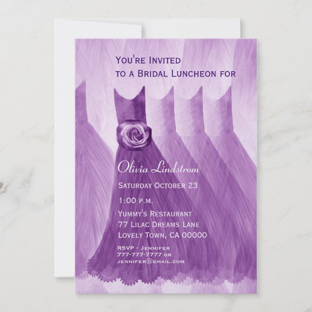 Invitation Déjeuner de demoiselle d'honneur ou robes pourpres (Devant)
