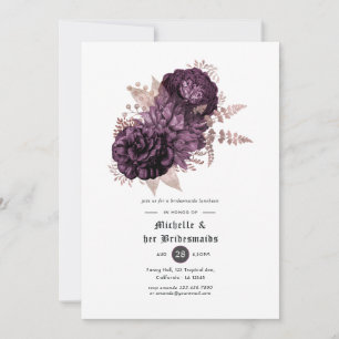 Invitation Déjeuner de Demoiselles d'Honneur Fleuris Violet F