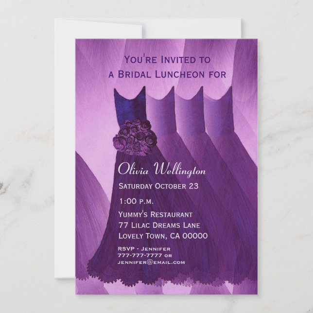 Invitation Déjeuner de femme de chambre ou brunch Robes viole (Devant)