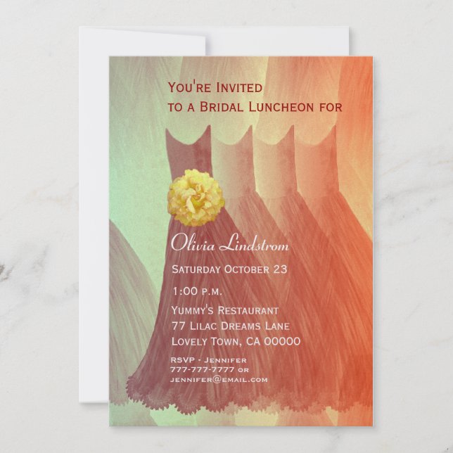 Invitation Déjeuner de femme de chambre ou robes orange de br (Devant)
