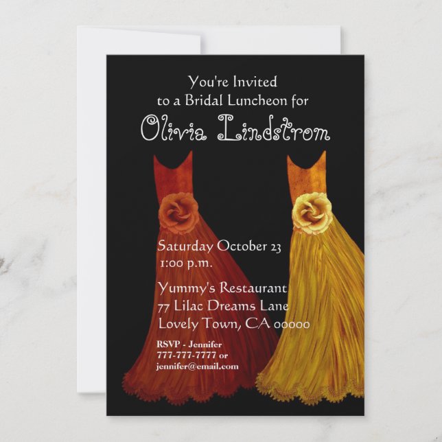 Invitation Déjeuner de femme de chambre ou robes orange d'or  (Devant)