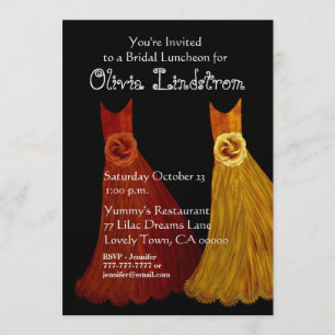 Invitation Déjeuner de femme de chambre ou robes orange d'or