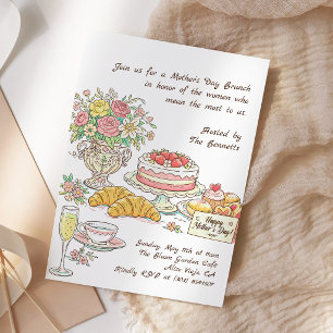 Invitation Déjeuner de fête des mères avec des fleurs