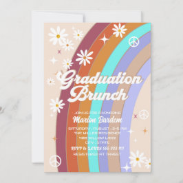 Invitation Déjeuner de graduation à l'aquarelle rétro groovy