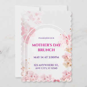Invitation Déjeuner de la Fête des Mères, Fleurs roses à l'aq