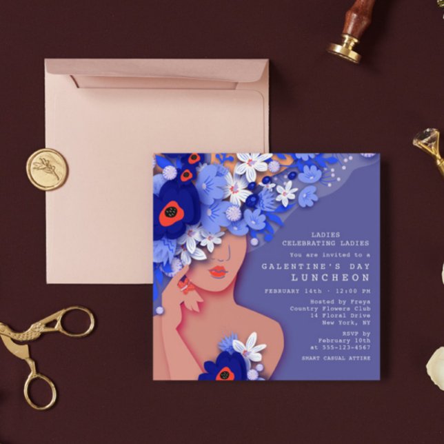 Invitation Déjeuner de la Saint-Galentin Fille moderne Floral (Créateur téléchargé)