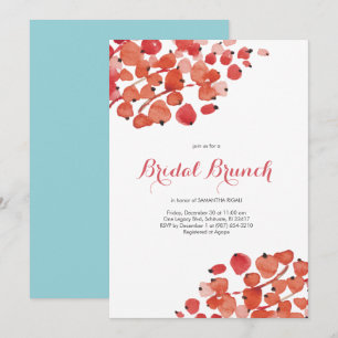 Invitation Déjeuner de Mariage Aquarelle Baies Rouges Fête de