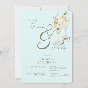 Invitation Déjeuner de mariage bleu glacial et douche pétilla