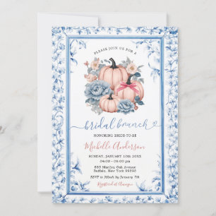 Invitation Déjeuner de mariage Blue Floral Pink Pumpkin Chino