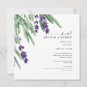 Invitation Déjeuner de mariage carré lavande & Shower pétilla