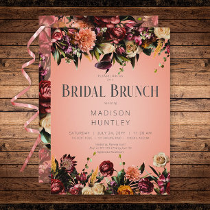 Invitation Déjeuner de mariage rustique aux tons de pêche et 