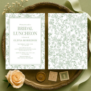 Invitation Déjeuner de mariage, sauge vert, floral français v