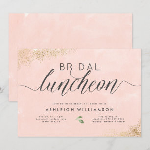 Invitation Déjeuner de mariée à l'aquarelle rose pâle Chic Go