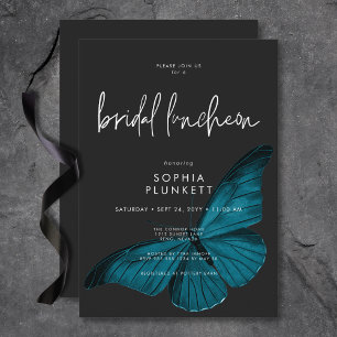 Invitation Déjeuner de nuptiale Turquoise Moth Moody minimal