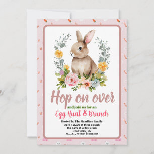 Invitation Déjeuner de Pâques & Chasse aux œufs Lapin aquarel