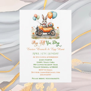 Invitation Déjeuner de Pâques & Chasse aux œufs Lapin de pr