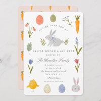 Déjeuner de Pâques lapin aquarelle & chasse aux œu