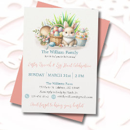 Invitation Déjeuner de Pâques pastel et chasse aux œufs