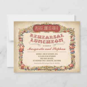 Invitation Déjeuner de répétition victorien et Vintage