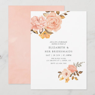 Invitation Déjeuner des femmes d'affaires florales rose et or