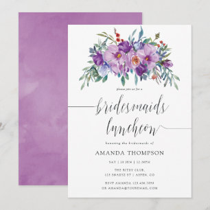 Invitation Déjeuner des Magnolias Violet et des Bridesmaides 