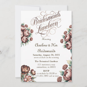 Invitation Déjeuner des servantes de Mocha Brown Peony Brides