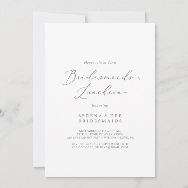 Invitation Déjeuner d'été de servantes d'éducation en calligr (Devant)
