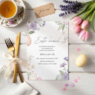 Invitation Déjeuner élégant de Pâques   Floral pastel du prin