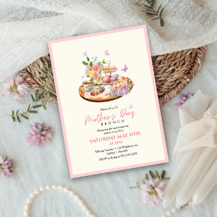 Invitation Déjeuner élégant floral fête des mères thé