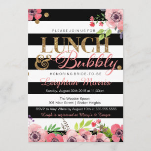 Invitation Déjeuner et Fête de la mariée pétillante de blanc